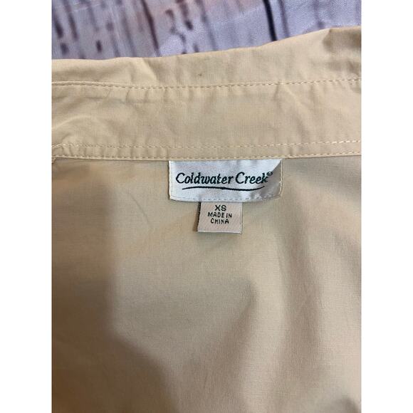 Coldwater Creek Button Front Shirt Womens XS Beaded Embroidery Cotton Blend - Picture 2 of 12